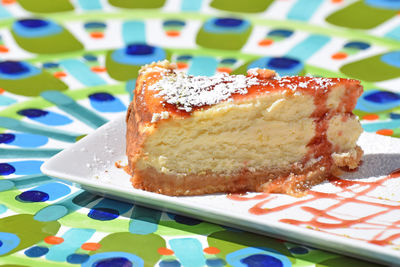 Close-up of dessert in plate on table