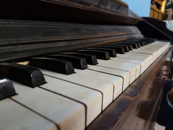 Close-up of piano keys