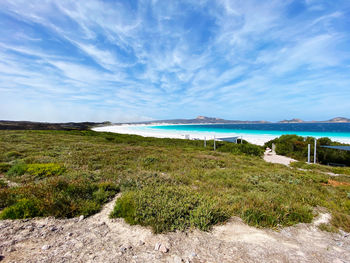 Scenic view of beach against sky