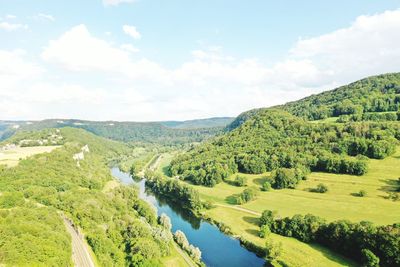 Scenic view of river amidst landscape against sky