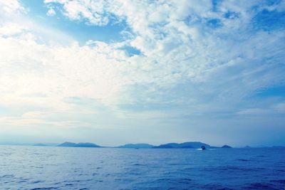 Scenic view of sea against cloudy sky