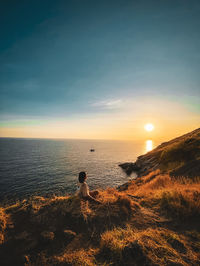 Scenic view of sunset over sea