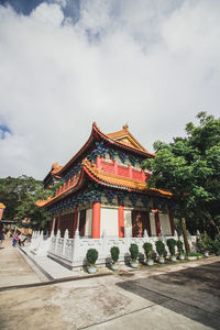 View of temple building against cloudy sky