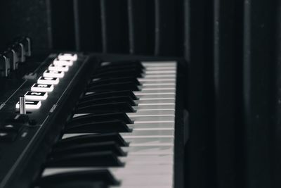 Close-up of piano keys