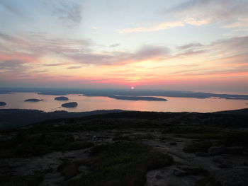 Scenic view of sea at sunset