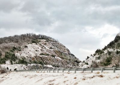 Scenic view of land against sky