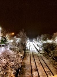 Railroad track at night