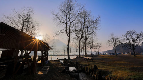 Landscape view morning sunlight at fumotoppara camp site's fujinomiya shizuoka japanese