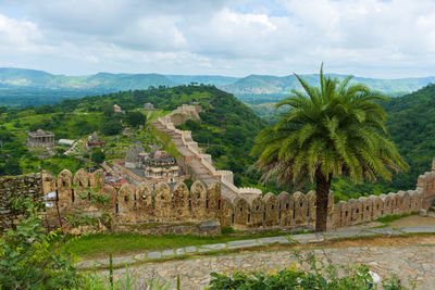 View of old ruins against cloudy sky