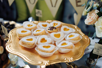 Close-up of cupcakes on table