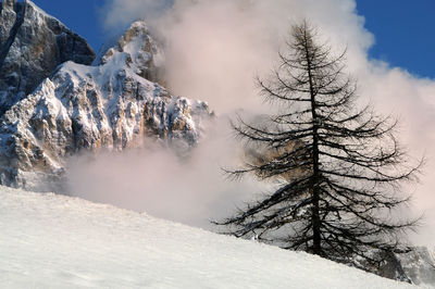 Scenic view of snow covered mountains against sky