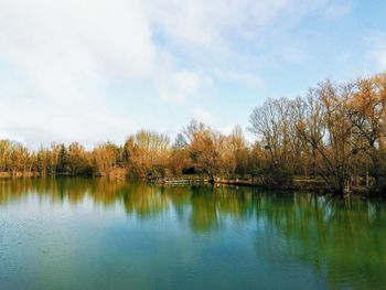 Scenic view of lake against sky