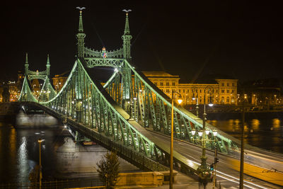 Bridge over river at night