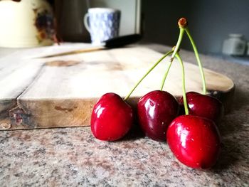 Close-up of strawberries on table