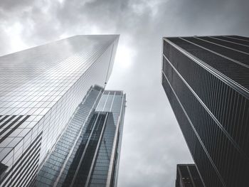 Low angle view of modern buildings against sky