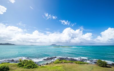 Scenic view of sea against cloudy sky