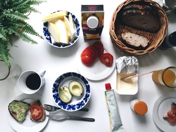 High angle view of food in plate