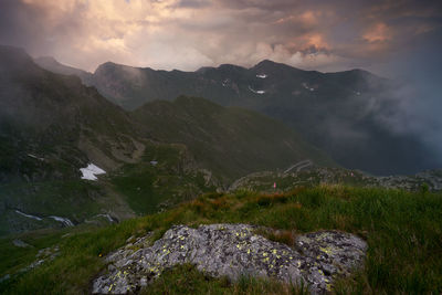 Incredible landscape with the beauty of fagaras mountains in romania.