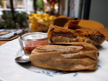 Close-up of food on table