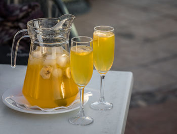 Close-up of drinks on table