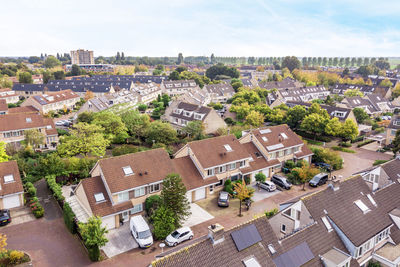 High angle view of townscape against sky