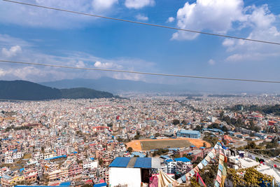 High angle view of townscape against sky