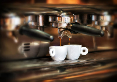 Close-up of coffee cup in cafe