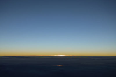 Scenic view of sea against clear sky during sunset