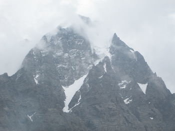 Aerial view of mountain range during winter