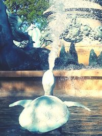 Fountain in pond