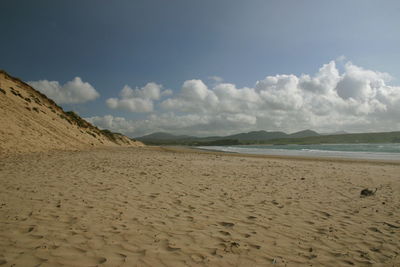 Scenic view of beach against sky