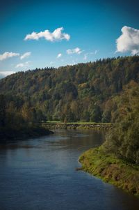 Scenic view of river and trees against sky