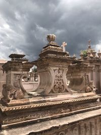 Low angle view of historical building against cloudy sky