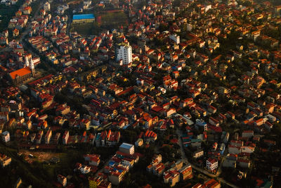 High angle view of buildings in city