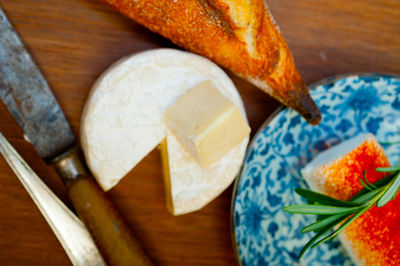 High angle view of food on table