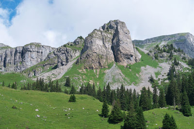 Panoramic view of rocky mountains against sky