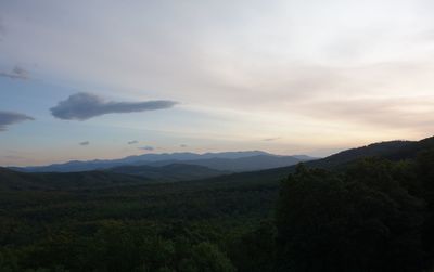 Scenic view of landscape against sky during sunset