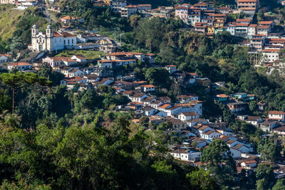 High angle view of buildings in city