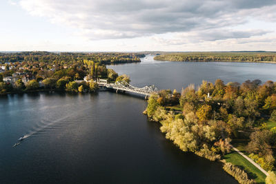 High angle view of river against sky