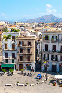 High angle view of townscape against sky