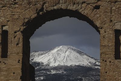 Low angle view of old ruin against clear sky