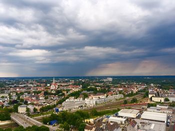 High angle view of townscape against sky