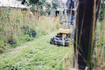 Construction site on field