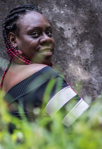 Portrait of smiling woman outdoors