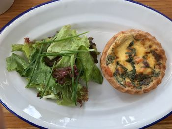 High angle view of breakfast served in plate