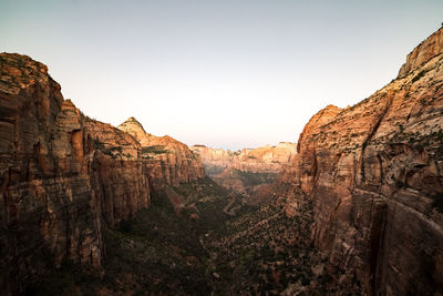 Scenic view of mountain range against clear sky