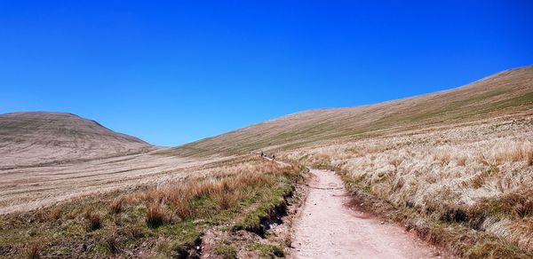 Scenic view of landscape against clear blue sky