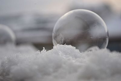 Close-up of bubbles on crystal ball