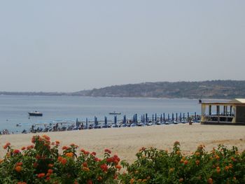 Scenic view of sea against clear sky