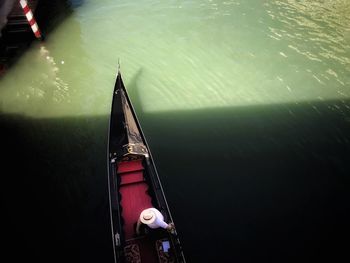 High angle view of ship sailing in sea